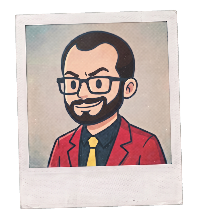 Polaroid avatar di Paolo Dal Checco - mascotte Forensico, investigatore forense digitale in giacca rossa